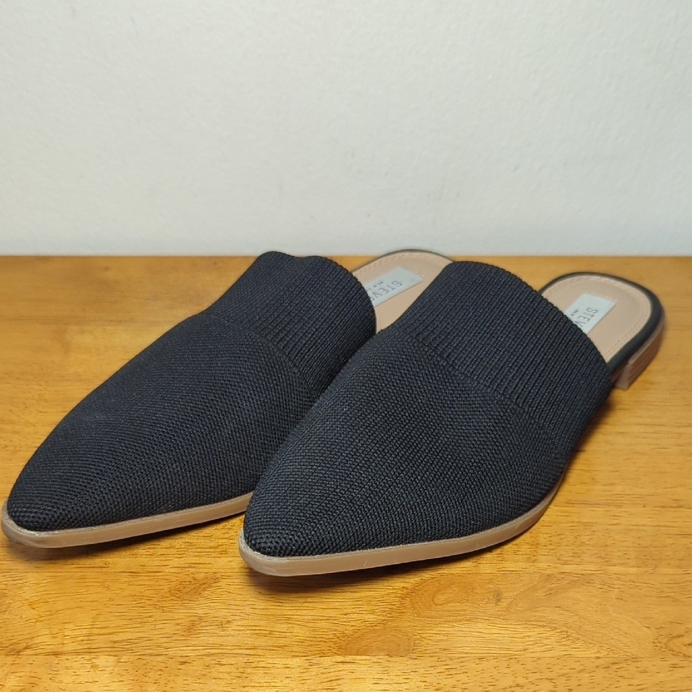 Steven New York Valdez Knit Mule Black Flat Minimalist Women's Size 8